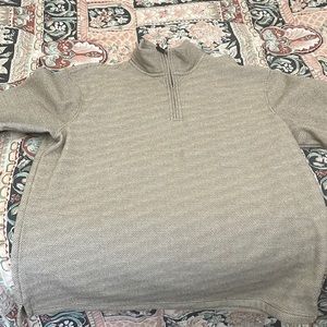 Men’s tan quarter-zip sweater. Perfect for cool weather. Great condition